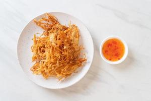 Fried Enoki Mushroom or Golden Needle Mushroom photo