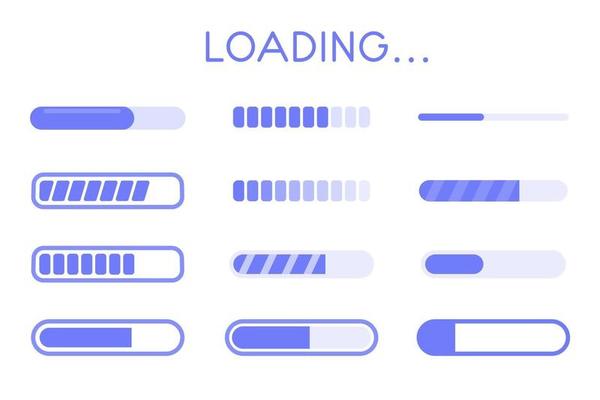 website buffer loading icon set. A bar showing the download status of information on the website.