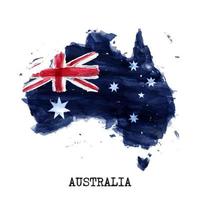 diseño de pintura de acuarela de bandera de australia y forma de mapa del país con color de salpicadura. vector