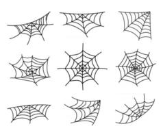 silueta de tela de araña que cuelga para decoraciones de banner de halloween. aislado en el fondo vector