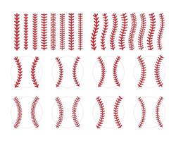The red stitch or stitching of the baseball Isolated on white background. vector