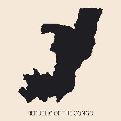 Highly detailed Republic of the Congo map with borders isolated on background