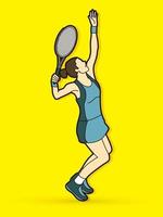 Tennis Player Female Serve Action vector