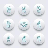 Set collection icons hand vector