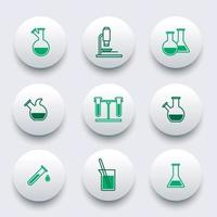 Set collection icons test tube laboratory