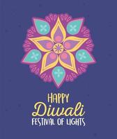 feliz festival de diwali, mandala flores decoración festival luces, diseño vectorial vector
