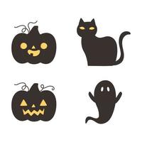 feliz halloween, calabaza oscura gato y fantasma truco o trato celebración de la fiesta vector