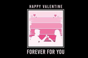 happy valentine forever for you color pink gradient vector