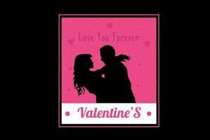 love you forever valentine color pink and white vector