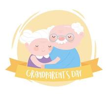 happy grandparents day, old couple are together forever cartoon card vector