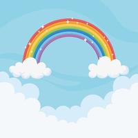 sky bright rainbow clouds magic decoration blue background vector