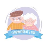 happy grandparents day, grandfather and grandmother cartoon greeting card vector