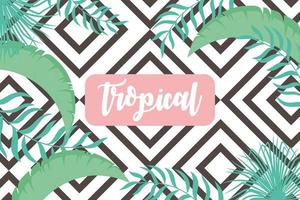 tropical leaves exotic botanical foliage greenery geometric pattern vector