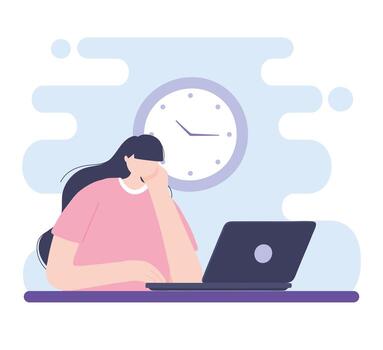 online training, girl with laptop class, courses knowledge development using internet vector