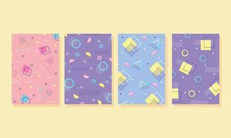 memphis covers abstract collection templates with geometric shapes vector