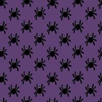 Seamless pattern of silhouette of a spider on a purple background. Cute spider pattern for textile, paper, print, blog design.Halloween pattern. Vector flat illustration