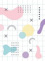 figure geometric decoration memphis 80s 90s style abstract grid background vector