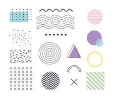 geometric shape of elements design memphis 80s 90s style abstract white background vector