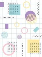 memphis figures pop textile 80s 90s style abstract grid background vector