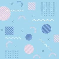 geometric halftone shapes memphis 80s 90s style abstract blue background vector