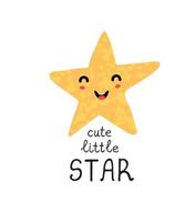Vector illustration with hand drawn lettering - Cute little star. Colorful typography design for postcard, banner, t-shirt print, invitation, greeting card, poster