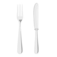 Vector colorful illustration of a fork and knife isolated on white background