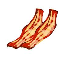 Vector colorful illustration of fried bacon in modern style isolated on white background.