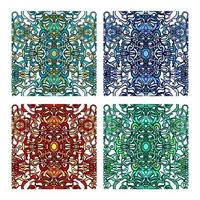 Vector set of seamless background with colorful abstract lines of vegetative character in a modern style. Can be used for wallpaper, pattern fills, web page, textures, textile print, wrapping paper