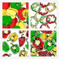 Bell pepper seamless pattern set vector