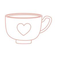 tea and coffee cup with heart icon line style vector