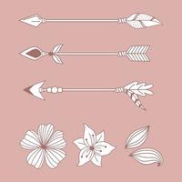 native arrows flowers ornament boho and tribal style vector