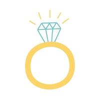 anillo con icono de joyería de diamantes en estilo de dibujos animados vector