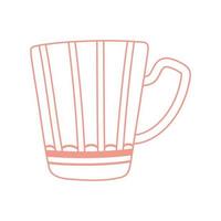 tea and coffee cup with stripes decoration icon line style vector