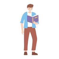 boy with book reading and studying education vector