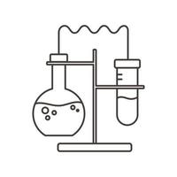 chemistry lab experiment with test tubes science line style vector