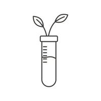 Matraz de química con estilo de línea de ciencia vegetal vector