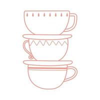 estilo de línea de icono de pila de té y café vector