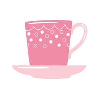 Taza de té y café icono de diseño decorativo sobre fondo blanco. vector