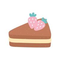 slice cake with fruits icon in cartoon style vector