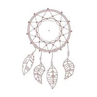 dreamcatcher feather native boho and tribal hand drawn style vector