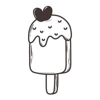 helado en palo amor corazón romántico doodle diseño de icono vector