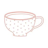 tea and coffee dotted cup icon line style vector