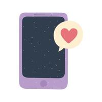 mensaje de teléfono inteligente amor y romance en estilo de dibujos animados vector
