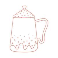 estilo de línea de icono de desayuno de tetera de té y café vector