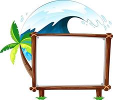 Tema de playa de verano con banner en blanco aislado sobre fondo blanco. vector