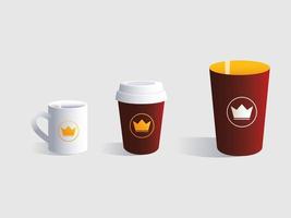 set of personal mugs, identity brand on white background vector