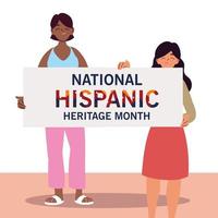 national hispanic heritage month with latin women vector design