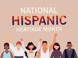 national hispanic heritage month with latin women and men vector design