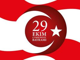 29 ekim cumhuriyet bayrami with white turkish moon with star vector design