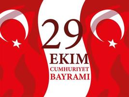 29 ekim cumhuriyet bayrami with turkish red flags vector design